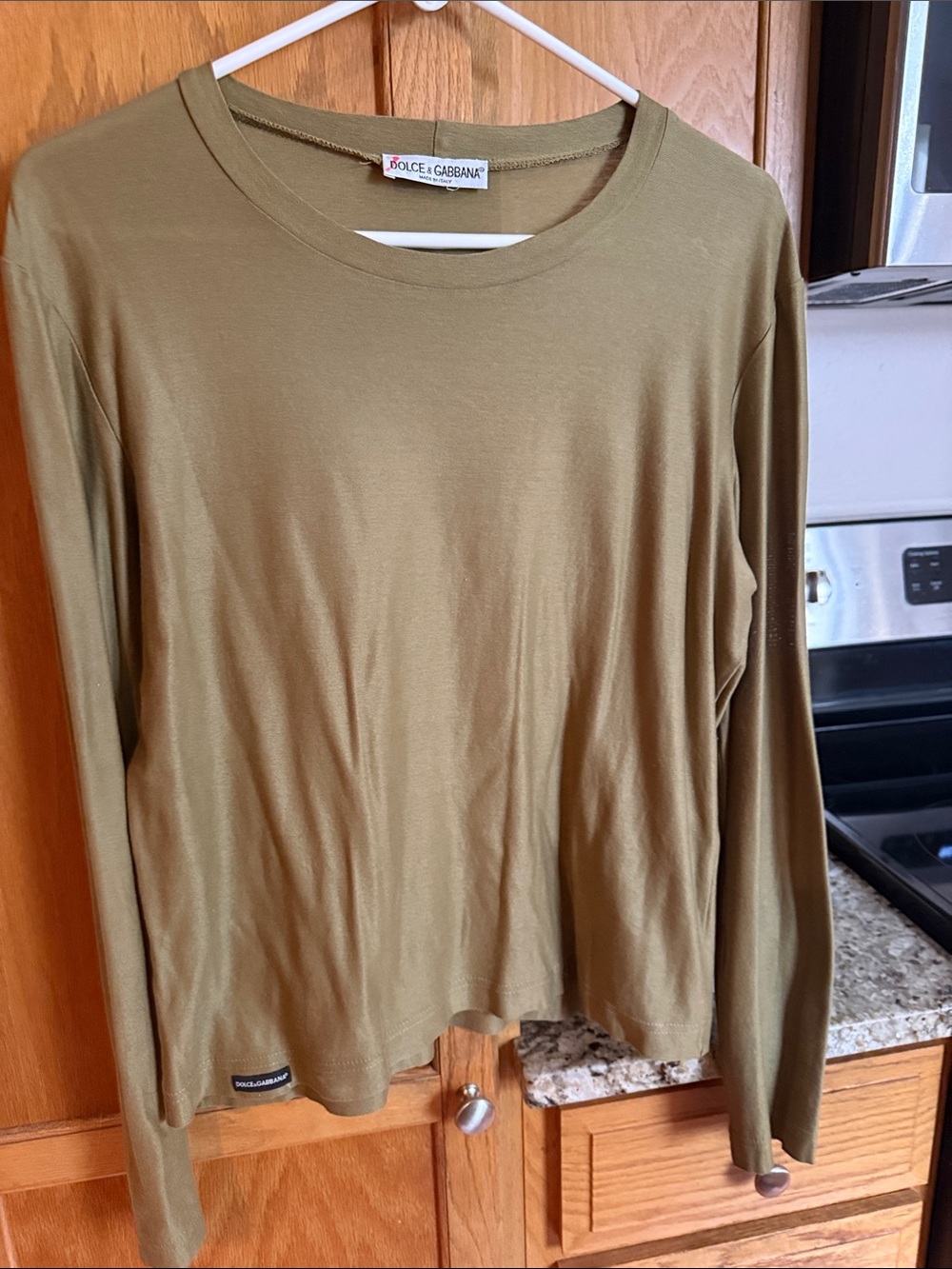 Dolce & Gabbana VINTAGE Olive Green Long Sleeve Crewneck Top